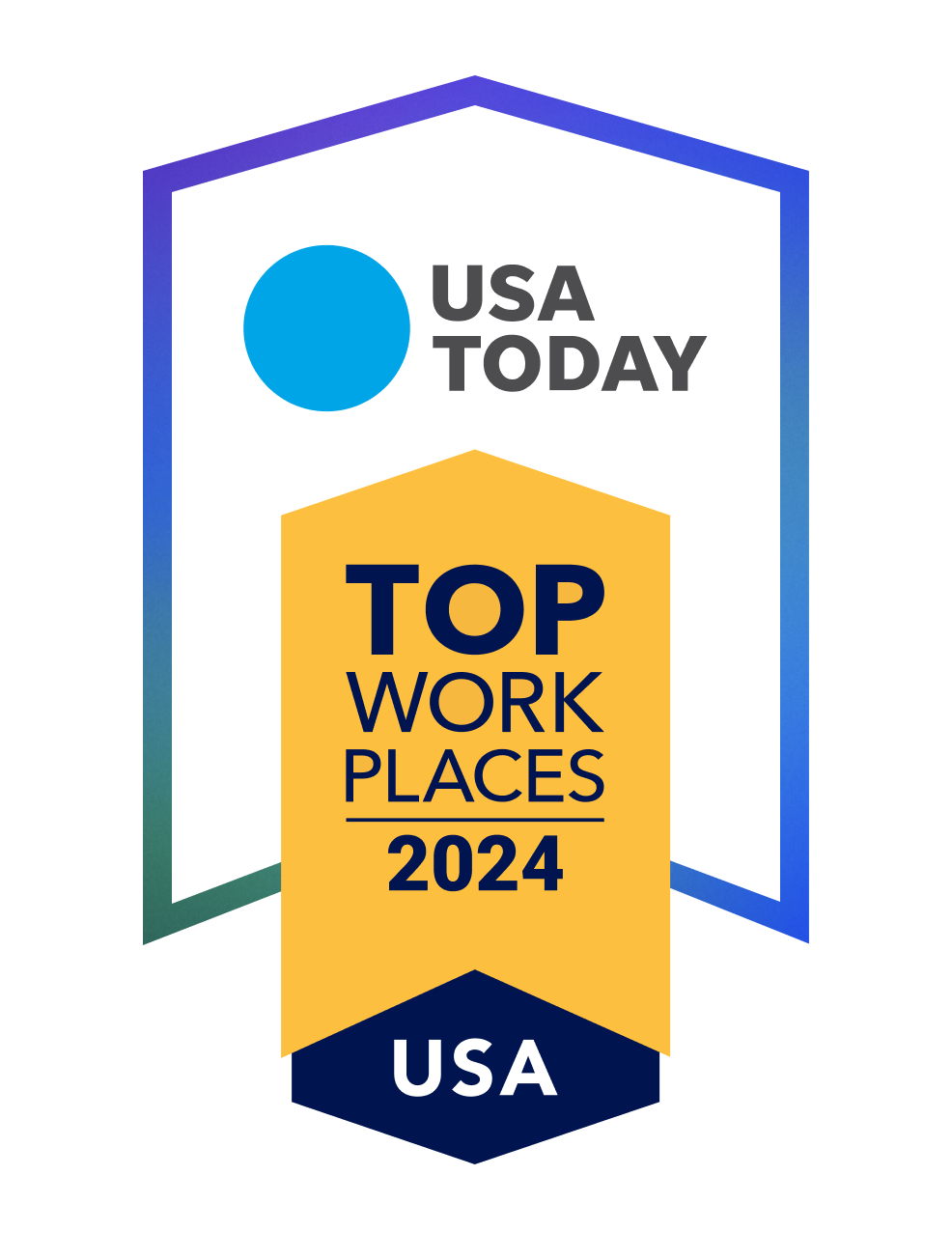 Image of an award saying "USA Today" "Top Workplaces 2024 USA"