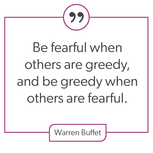 "Be fearful when others are greedy, and be greedy when others are fearful"quote from Warren Buffet 