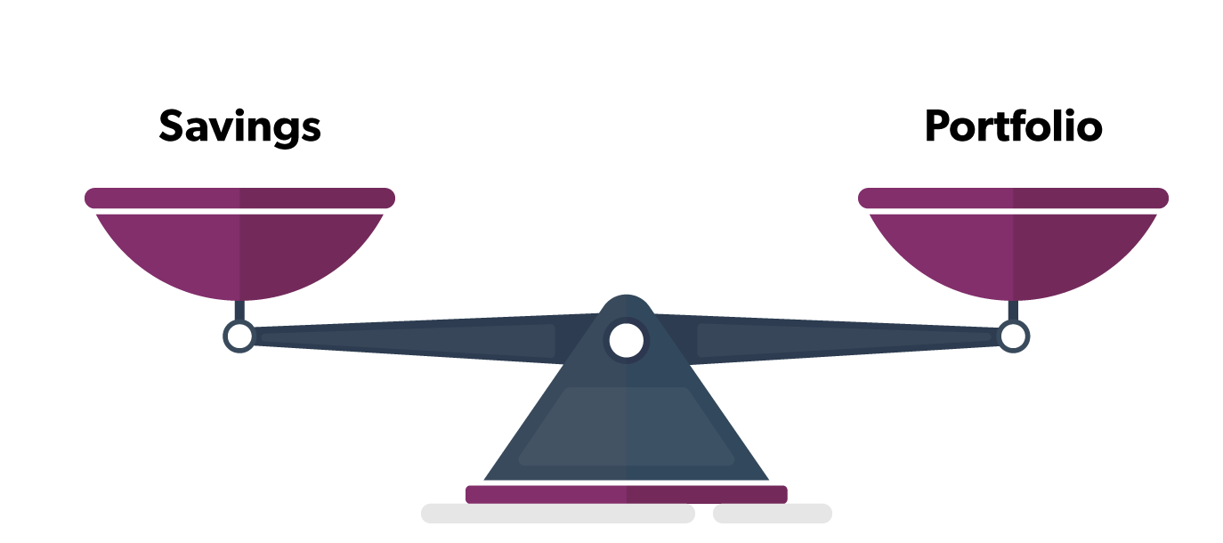 image of scale weighing savings vs portfolio