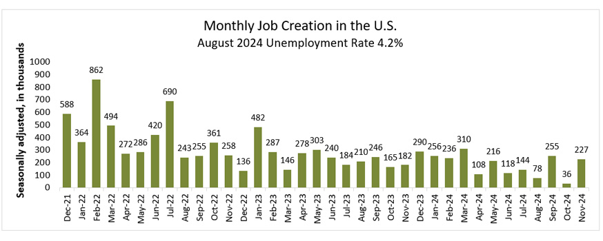 Chart of the Monthly Job Creation in the U.S.